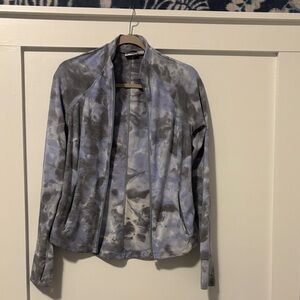 Athleta Women's Blue and Gray Striped Athletic Jacket